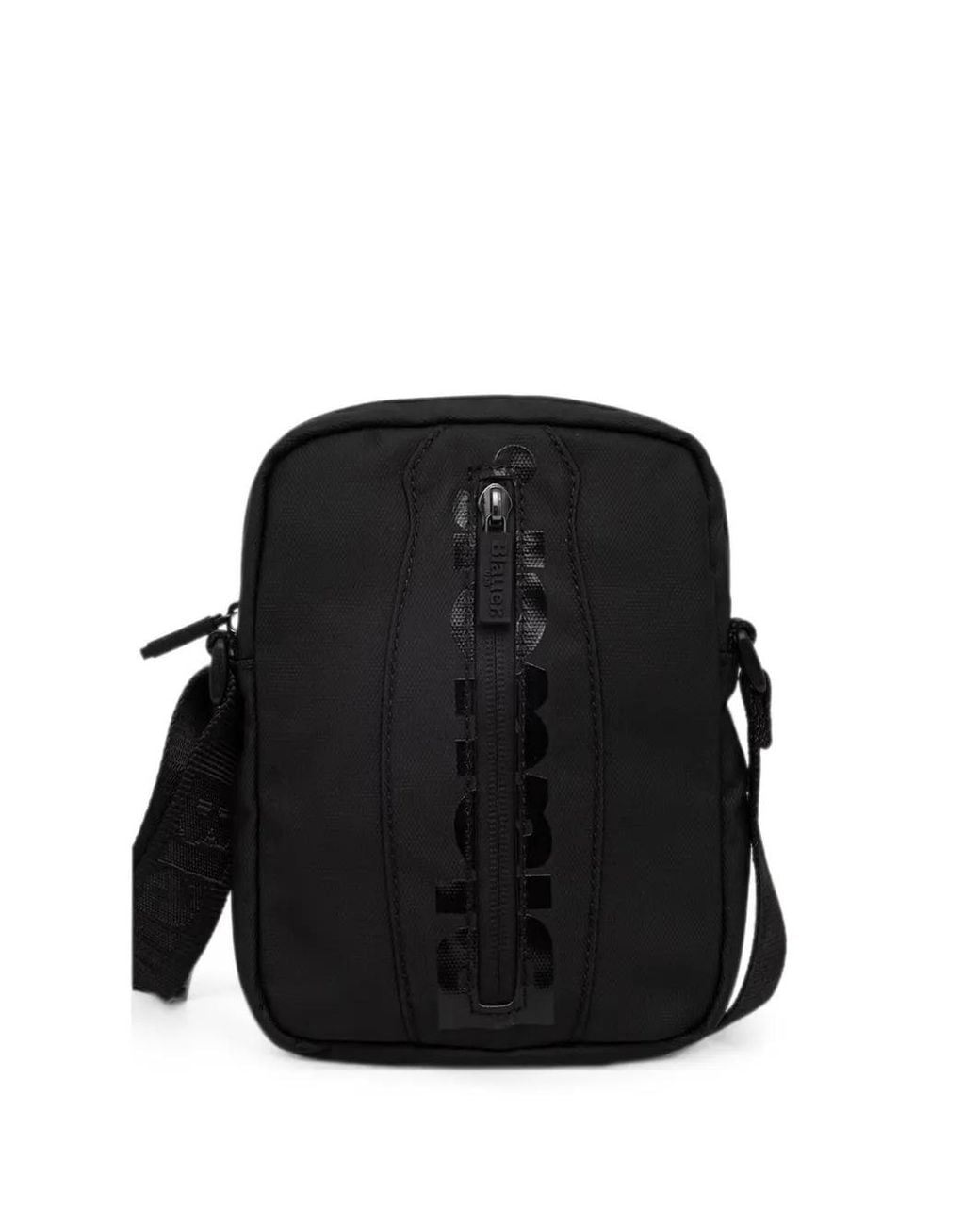 Blauer Black Logo-Print Zip-Fastening Messenger Bag for men