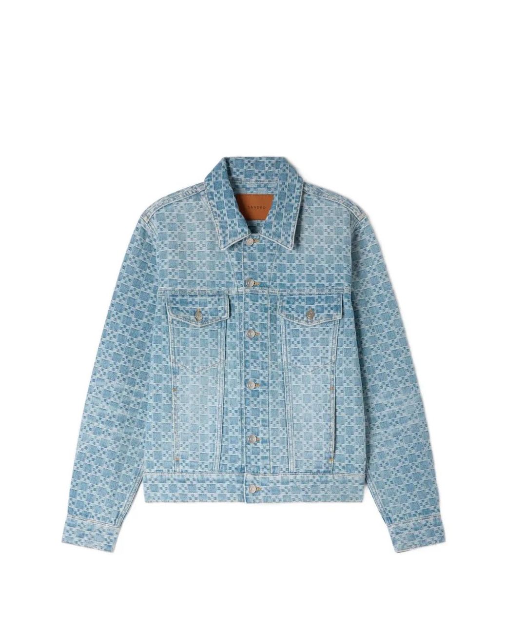 Sandro Blue Square Cross Denim Jacket for men