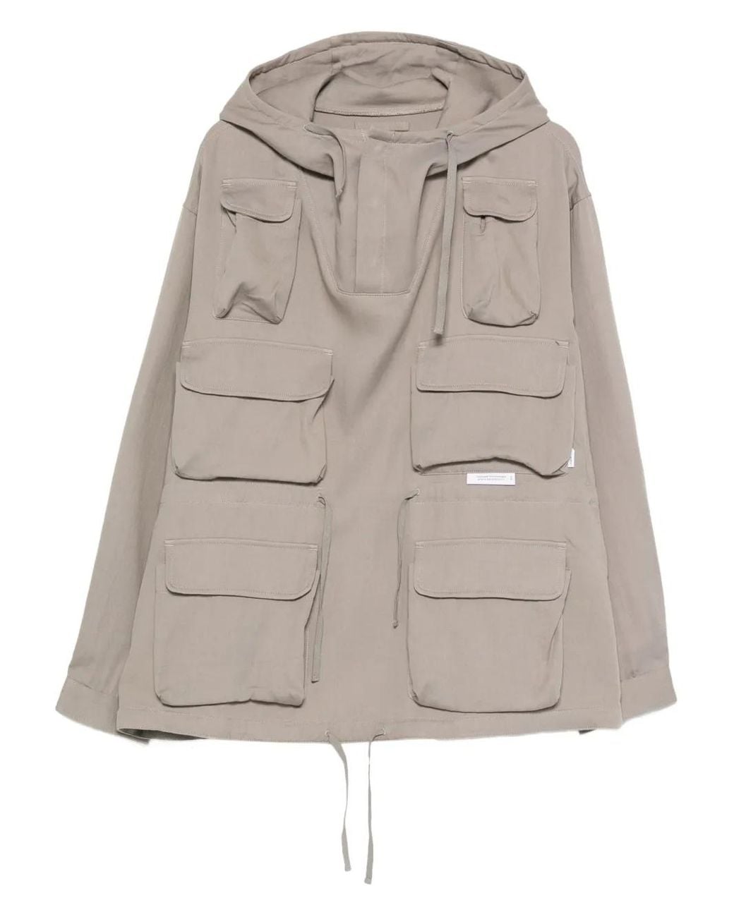 (w)taps Gray Multi-Pocket Hoodie for men