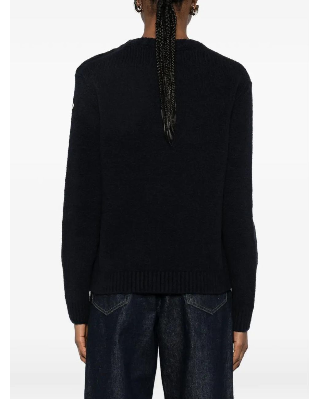 Moncler Black Button Crew-Neck Sweater