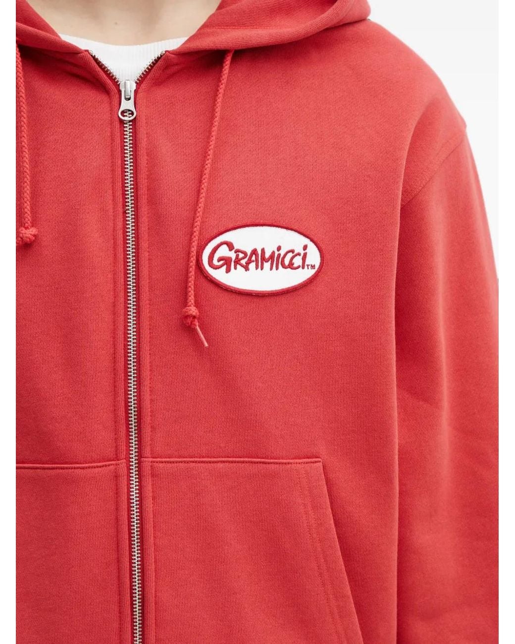 Gramicci Red Logo-Patch Zip-Up Hoodie for men