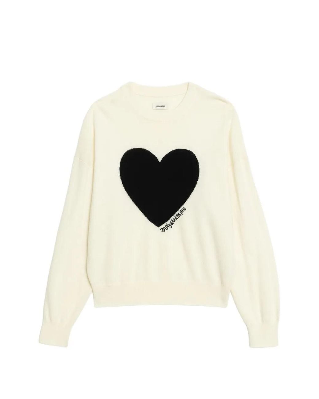 Zadig & Voltaire Black Pull Gaby En Maille Intarsia À Motif Cœur