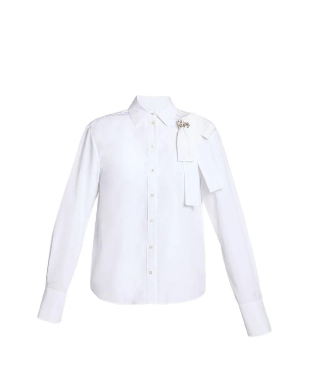 Erdem White Embellished Bow-Detail Shirt