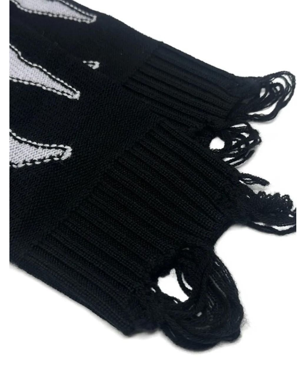 Haculla Black Face-Print Frayed Jumper for men