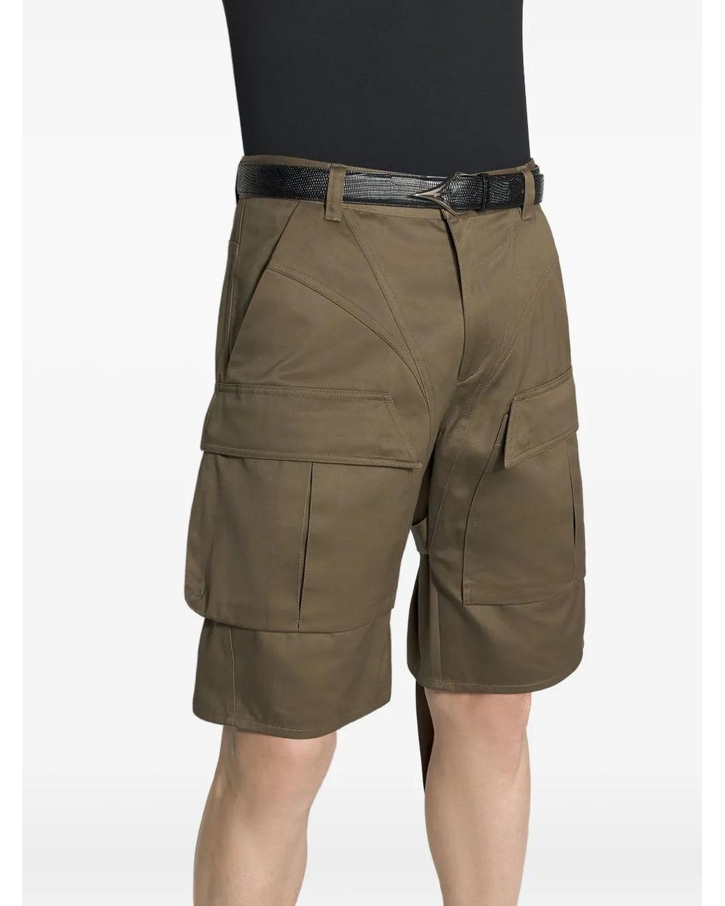 Mugler Natural Buckle-Straps Cargo Shorts for men