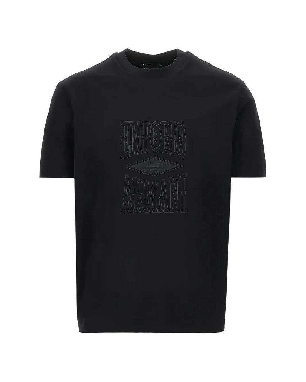Emporio Armani Black Logo-Embroidered T-Shirt for men