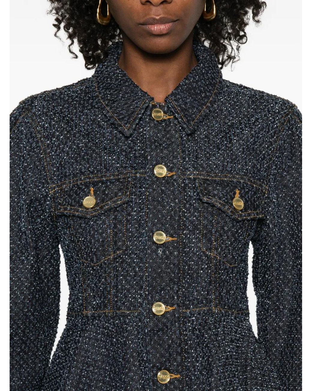 Ganni Blue Denim Cotton Jacket