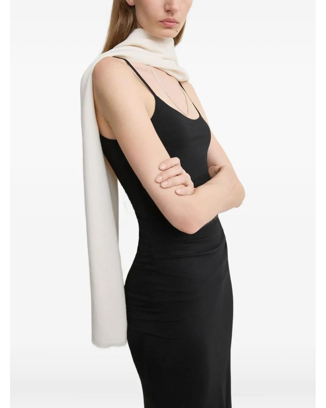 Totême Black Draped Midi Dress