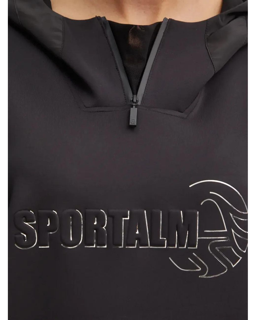 Sportalm Black Logo-Print Zip-Neck Hoodie