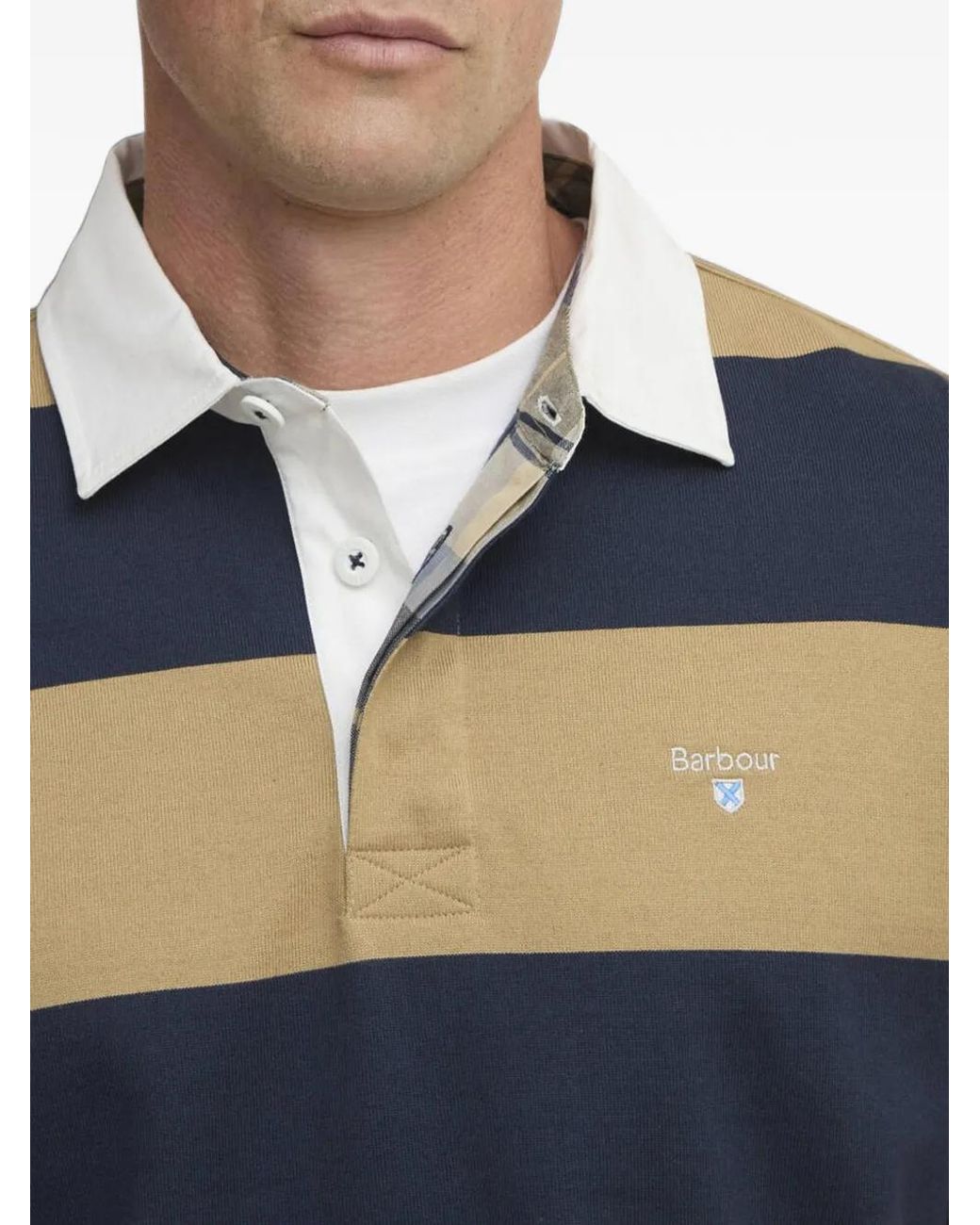 Barbour Blue Broome Striped Rugby Polo Shirt for men