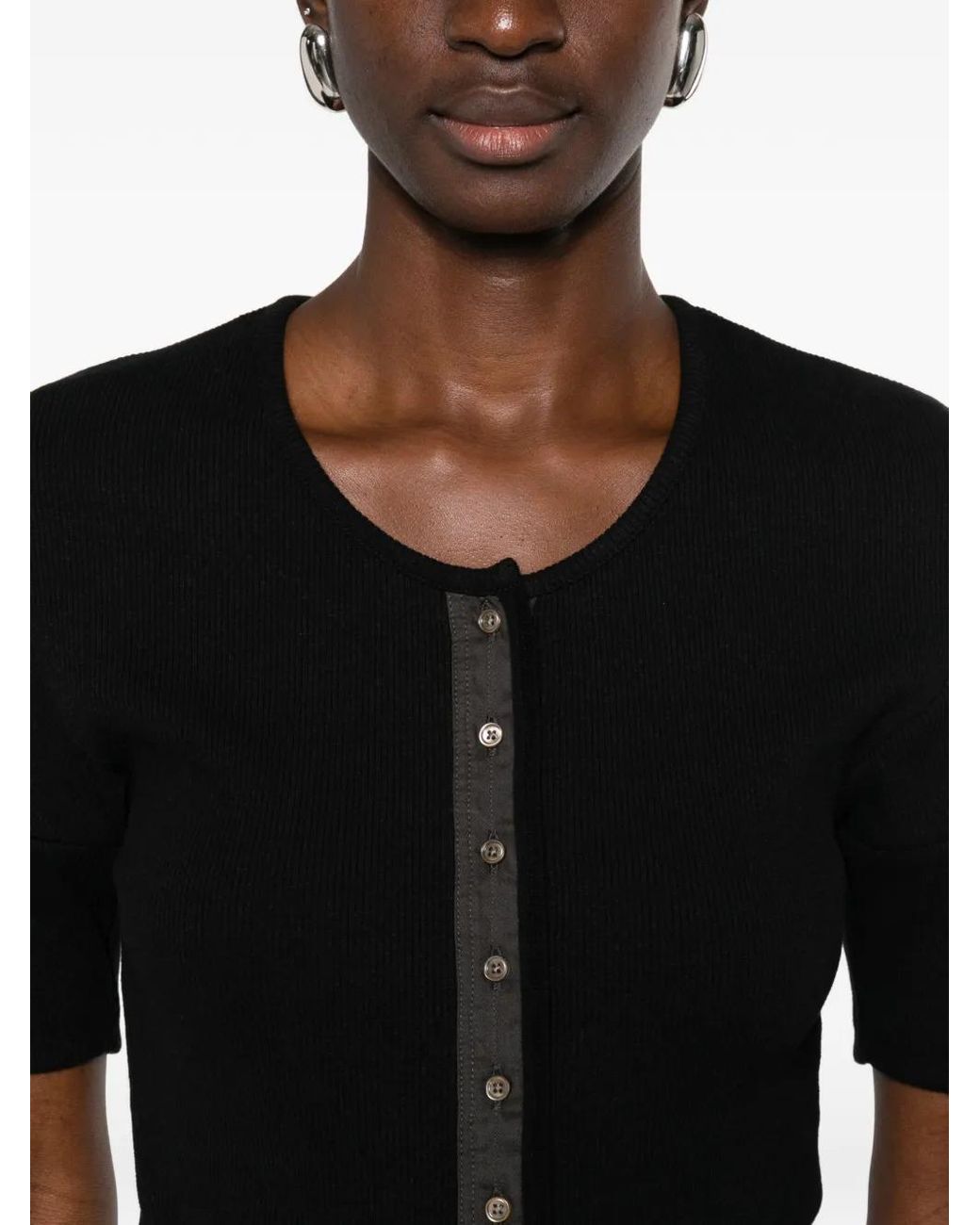 Lemaire Black Cotton And Linen T-Shirt