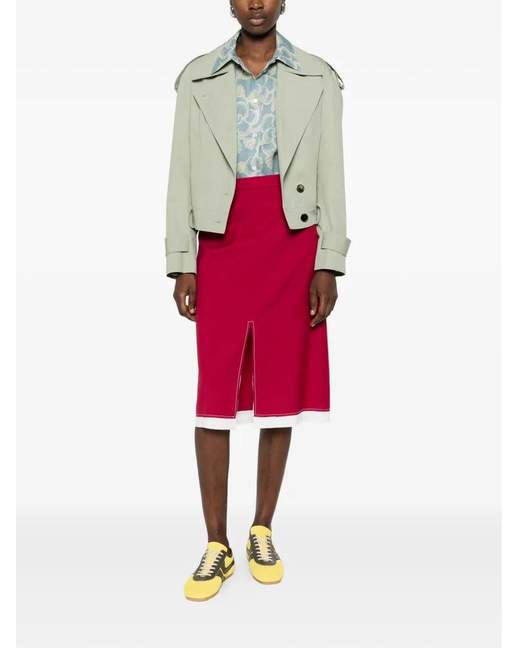Marni Red Split-Hem Midi Skirt