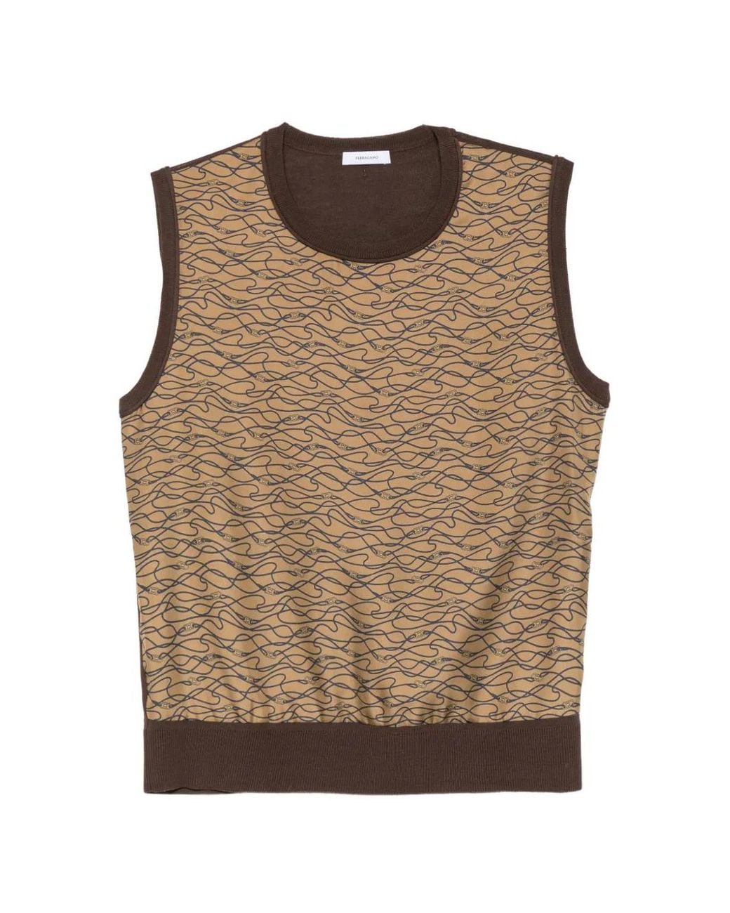 Ferragamo Brown Gancini-Print Top