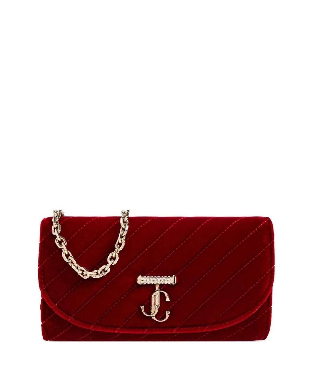 Jimmy Choo Red Curve Chain-Link Clutch Bag