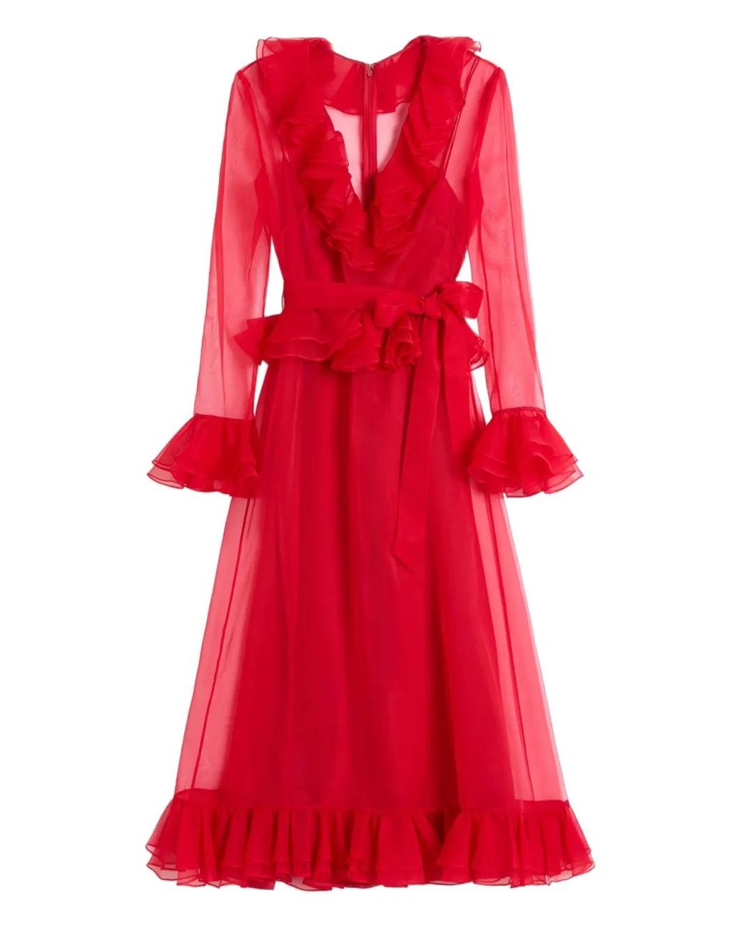 Valentino Garavani Red Organza Midi Dress