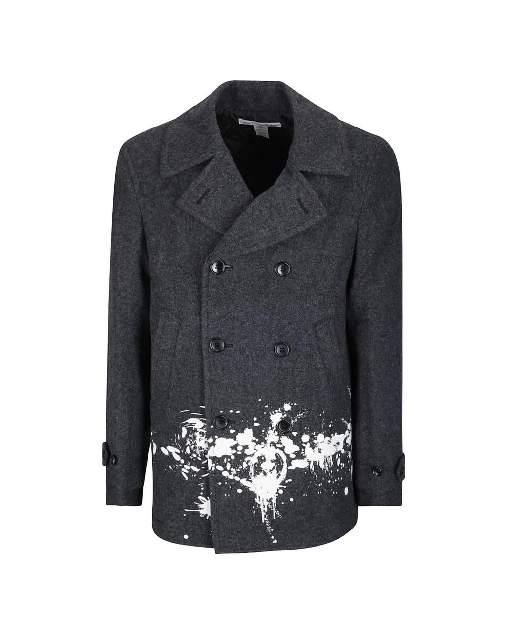 Comme des Garçons Black Paint-Splatter Double-Breasted Coat for men