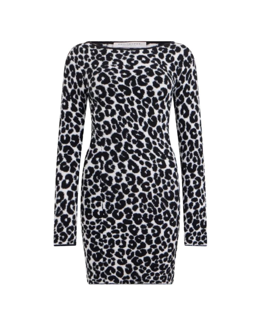 Philosophy Di Lorenzo Serafini White Animal-Print Long-Sleeve Mini Dress