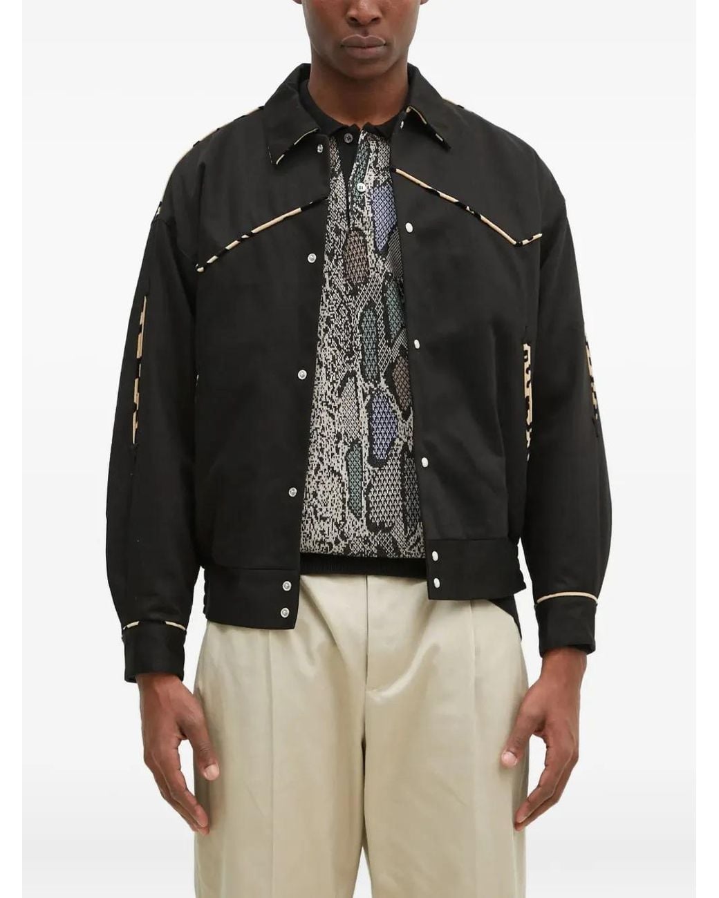 Wacko Maria Black Piped-Trim Jacket for men