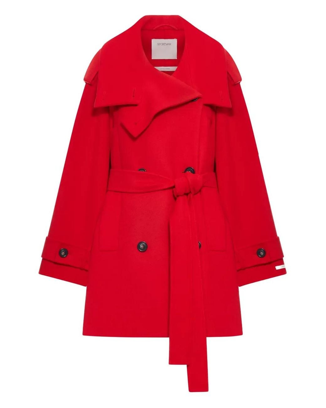 Sportmax Red Short Wool Trench Coat