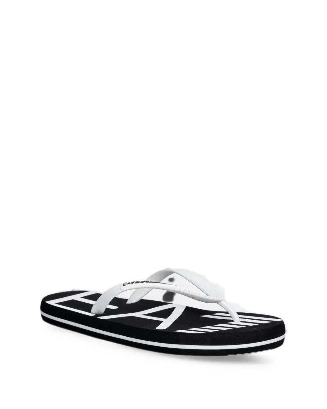 EA7 White Logo-Print Flip-Flops
