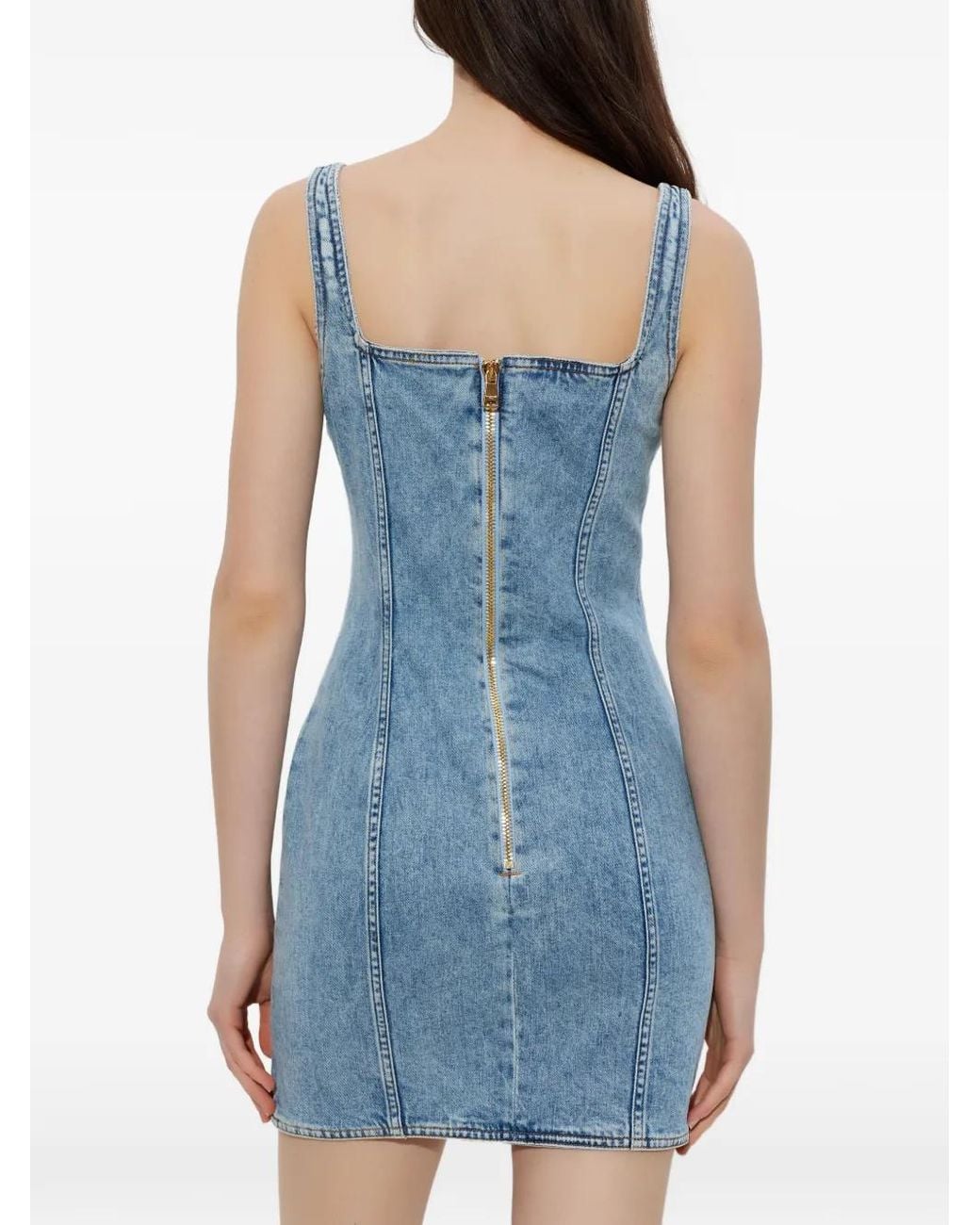 Balmain Blue Button Front Denim Dress