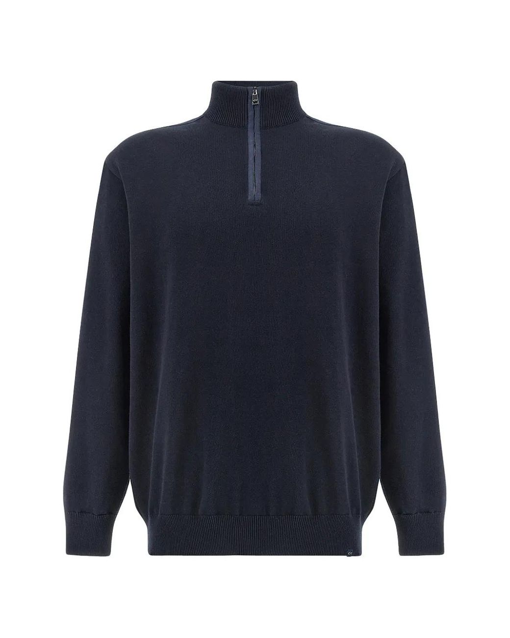Paul & Shark Blue Half-Zip Cotton Sweater for men