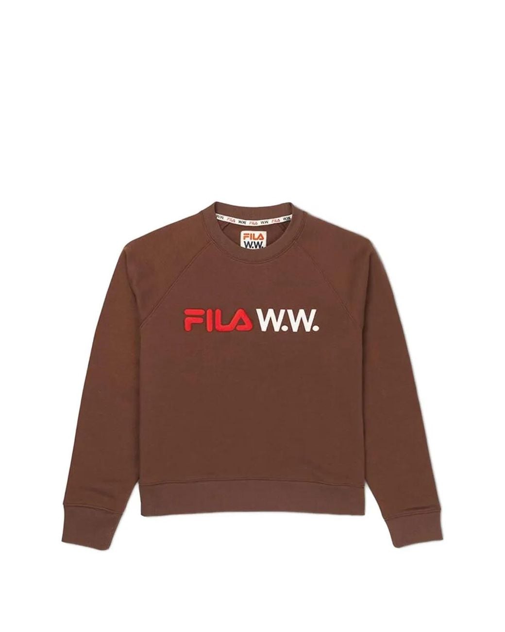 Fila Brown Elena Logo-Detail Crew-Neck Sweatshirt