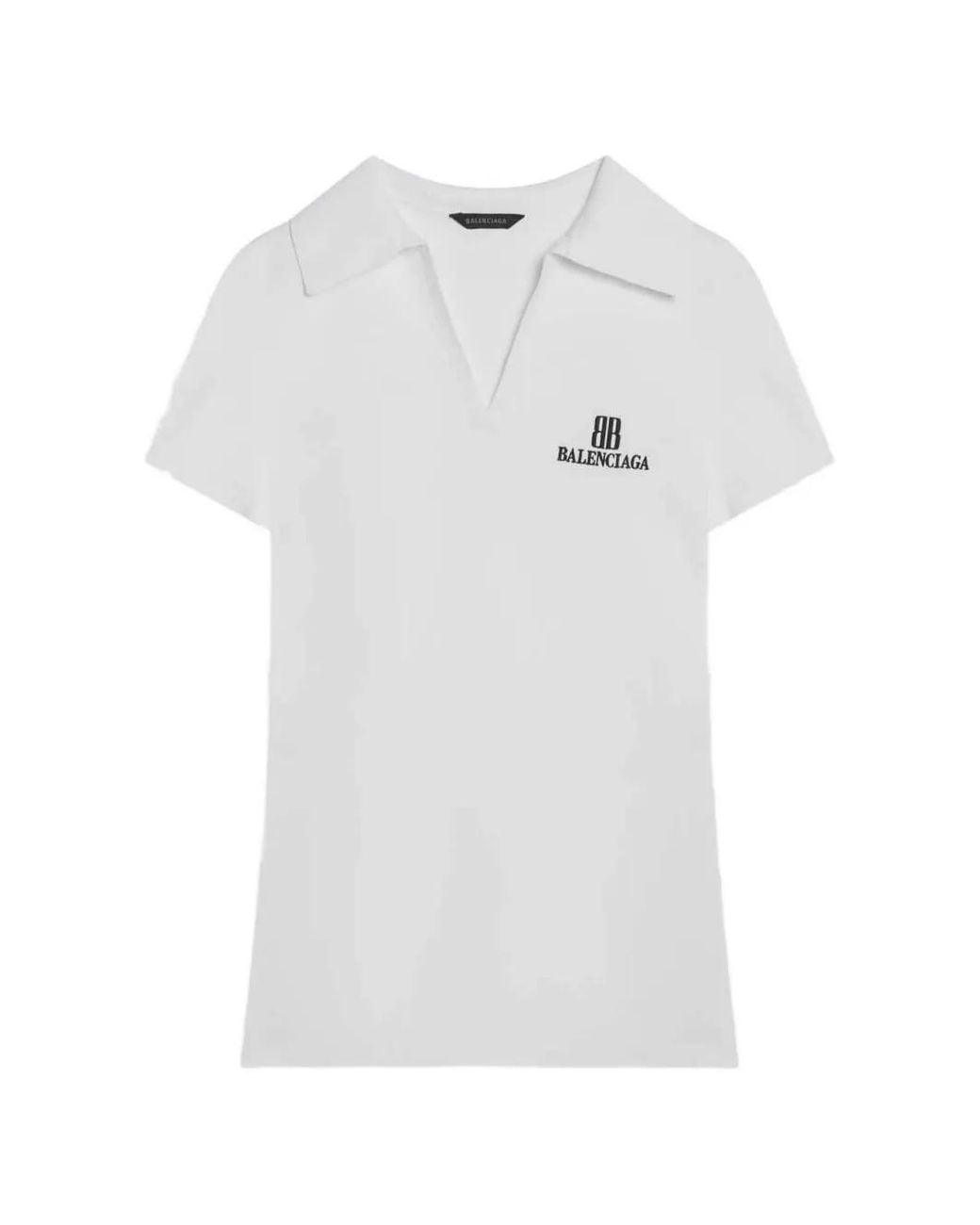 Balenciaga White Logo-Print V-Neck T-Shirt