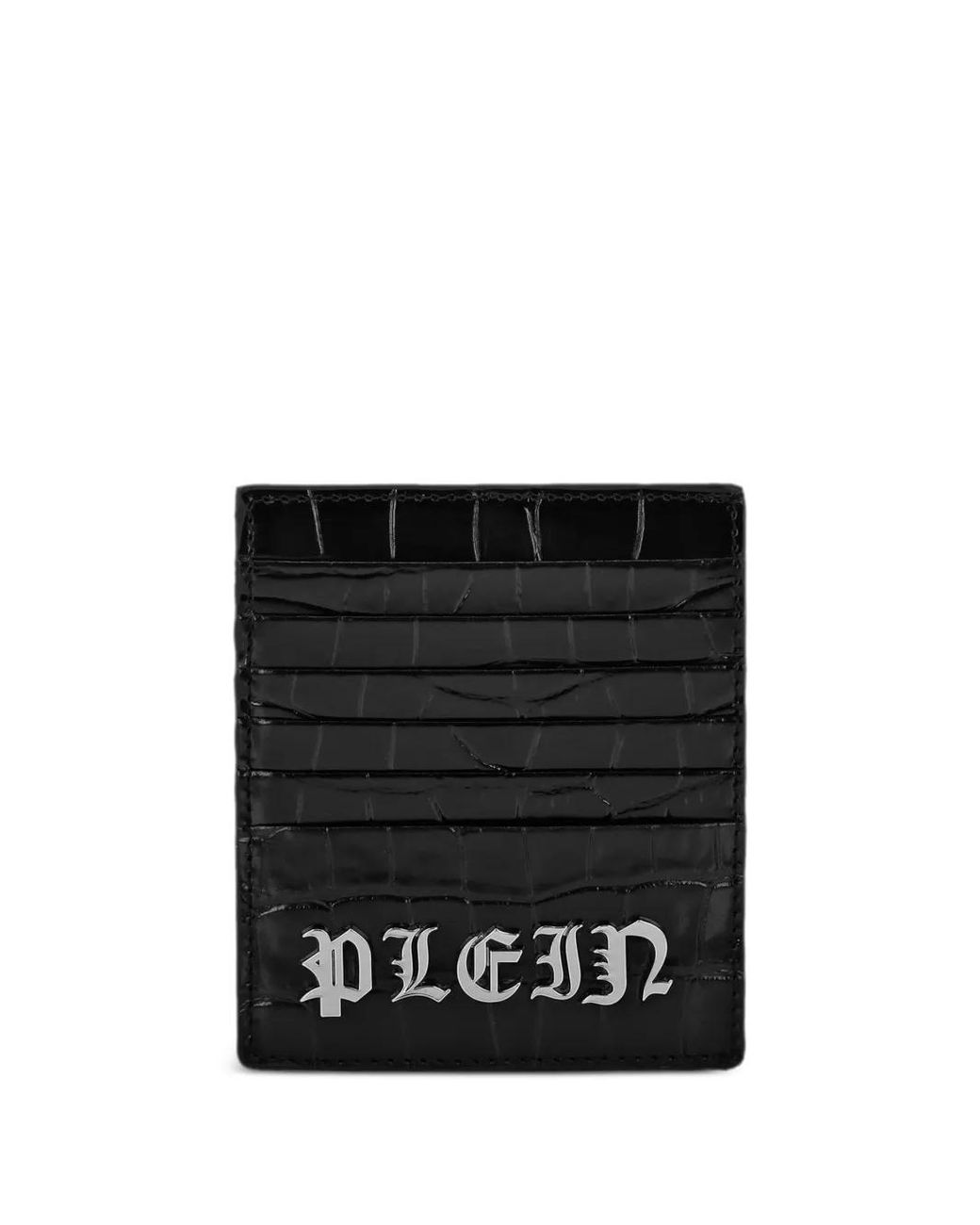 Philipp Plein Black Crocodille-Effect Cardholder for men