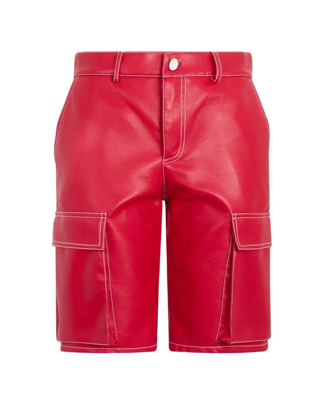 Philosophy Di Lorenzo Serafini Red Contrast-Stitch Cargo Shorts