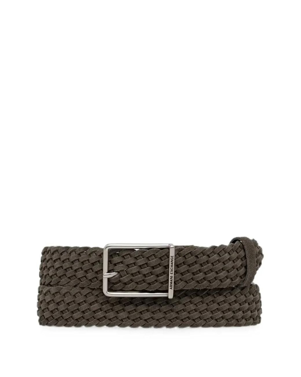 ARMANI EXCHANGE Green Woven Suede Belt for men