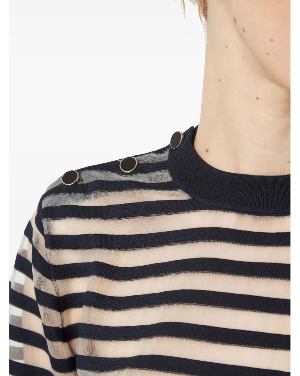 Nina Ricci Blue Transparent Striped Sweatshirt