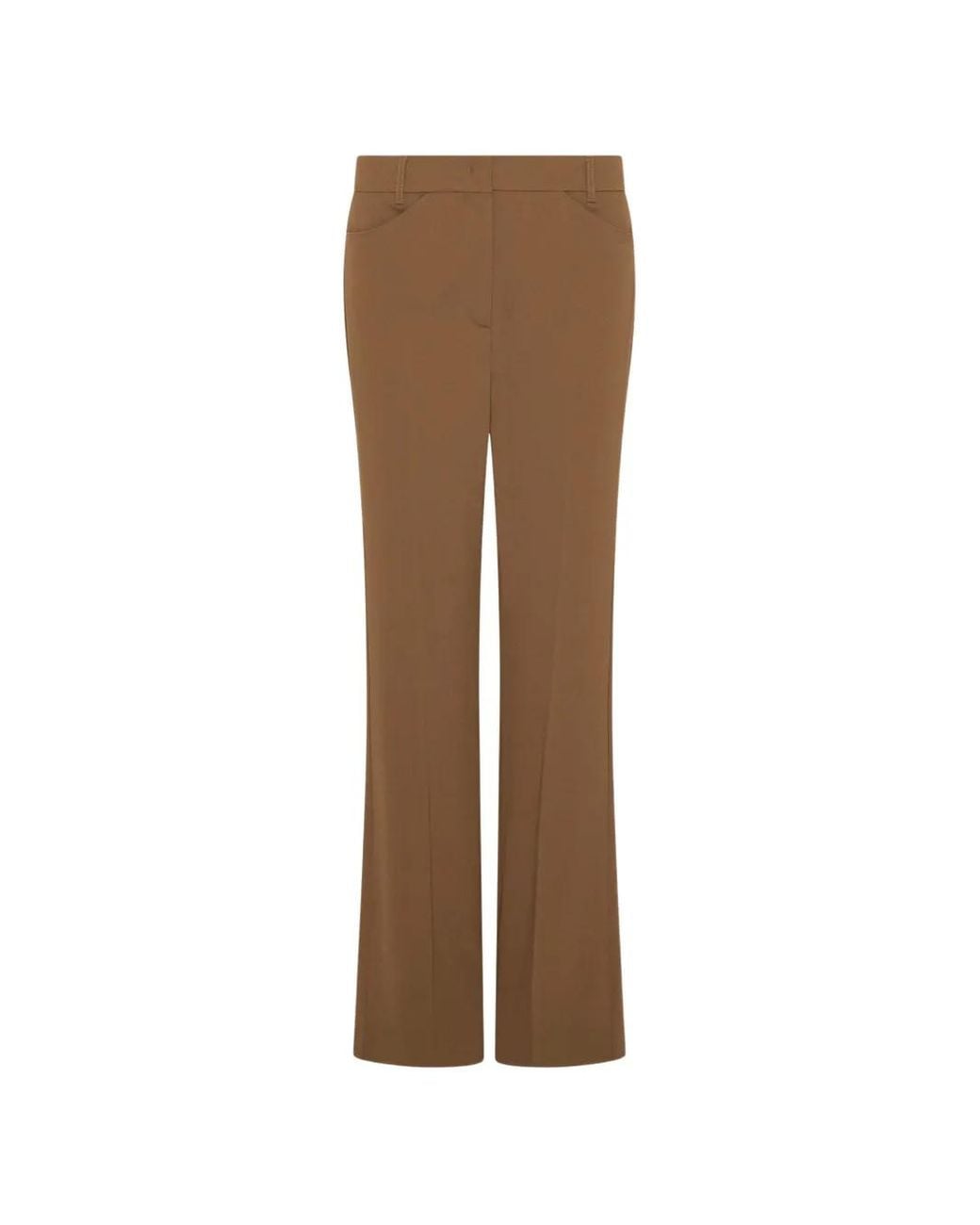 Marella Brown Mini-Flare Crepe Envers Satin Trousers
