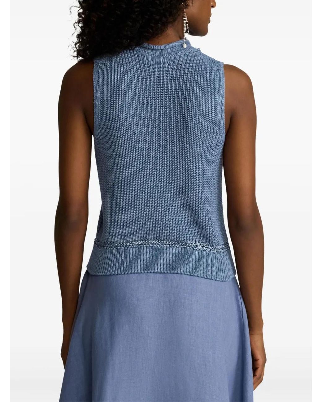 Ralph Lauren Blue Ribbed-Knit Top