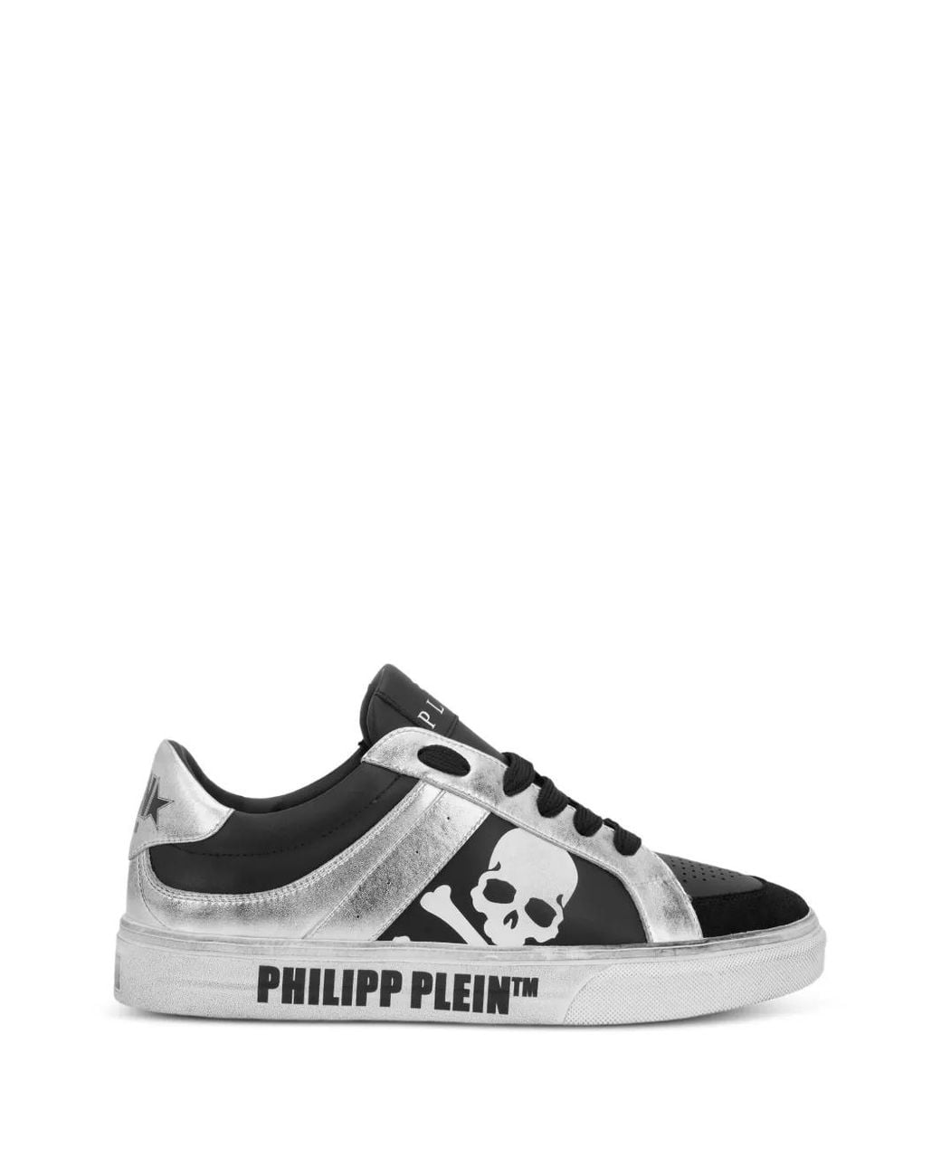 Philipp Plein Black Retrokickz Skull-Motif Leather Sneakers