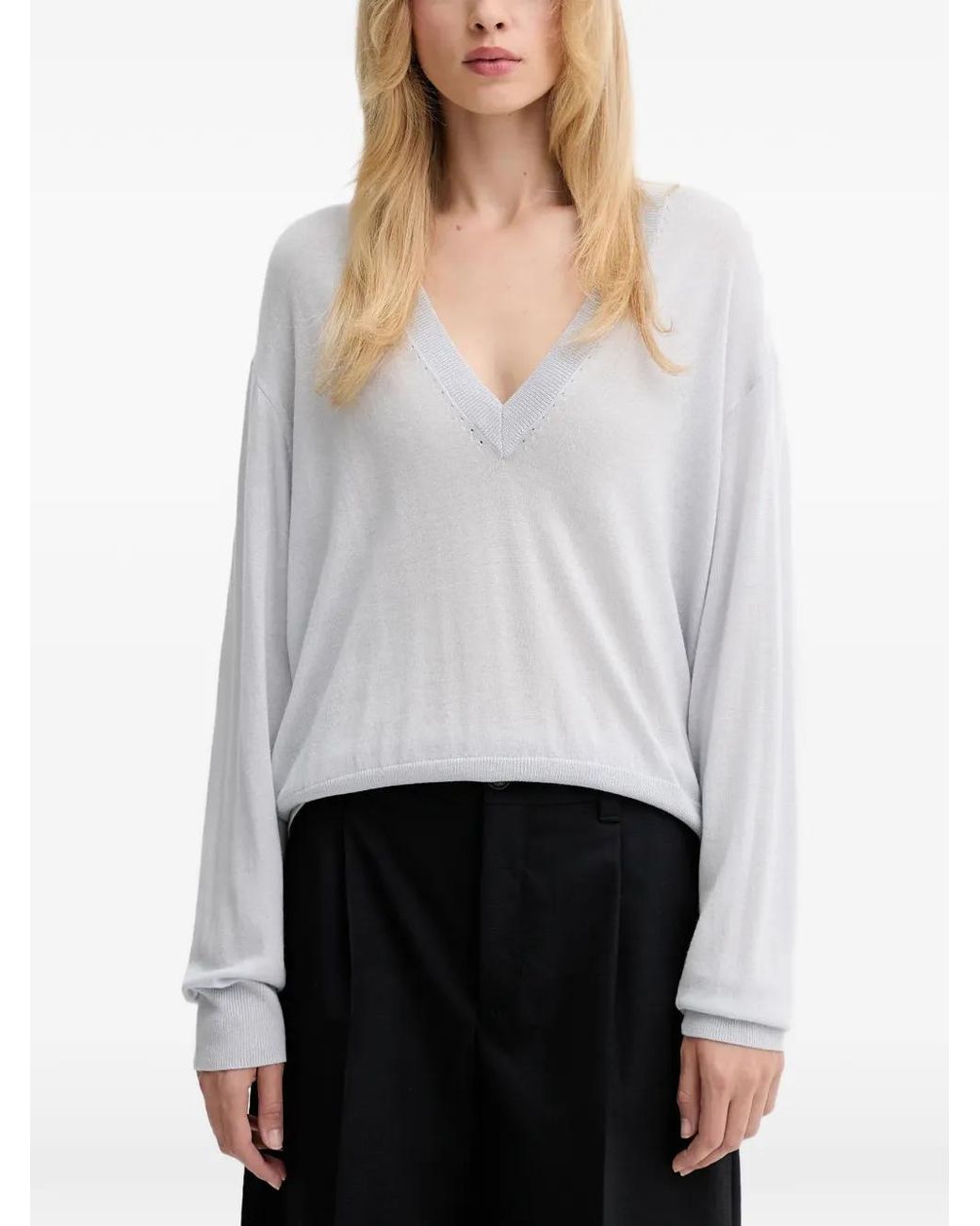 IRO White V-Neck Sweater