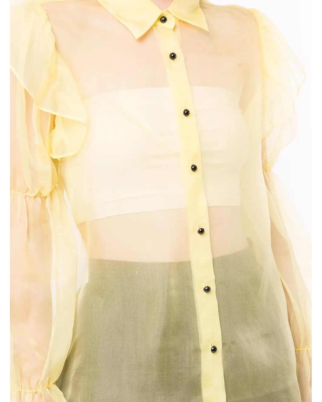 Macgraw Yellow Souffle Sheer Blouse