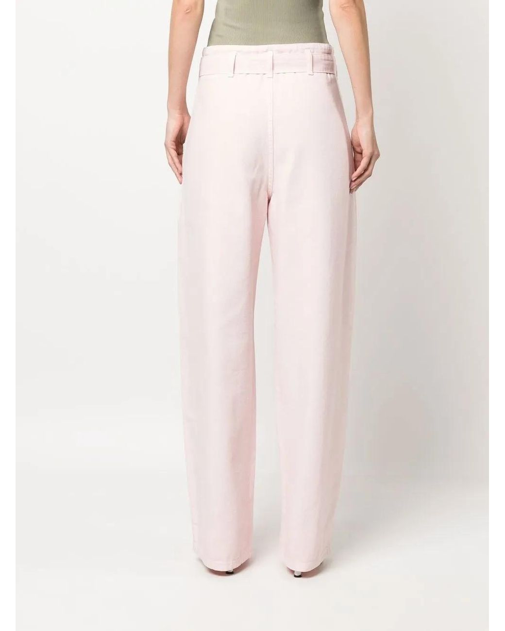 Philosophy Di Lorenzo Serafini Pink Belted Cotton Gabardine Trousers