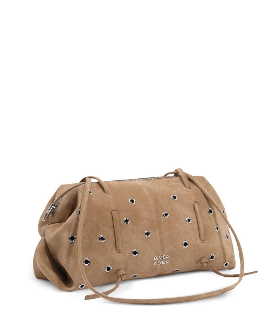 Bimba Y Lola Brown Medium Suede Studded Lolita Bag