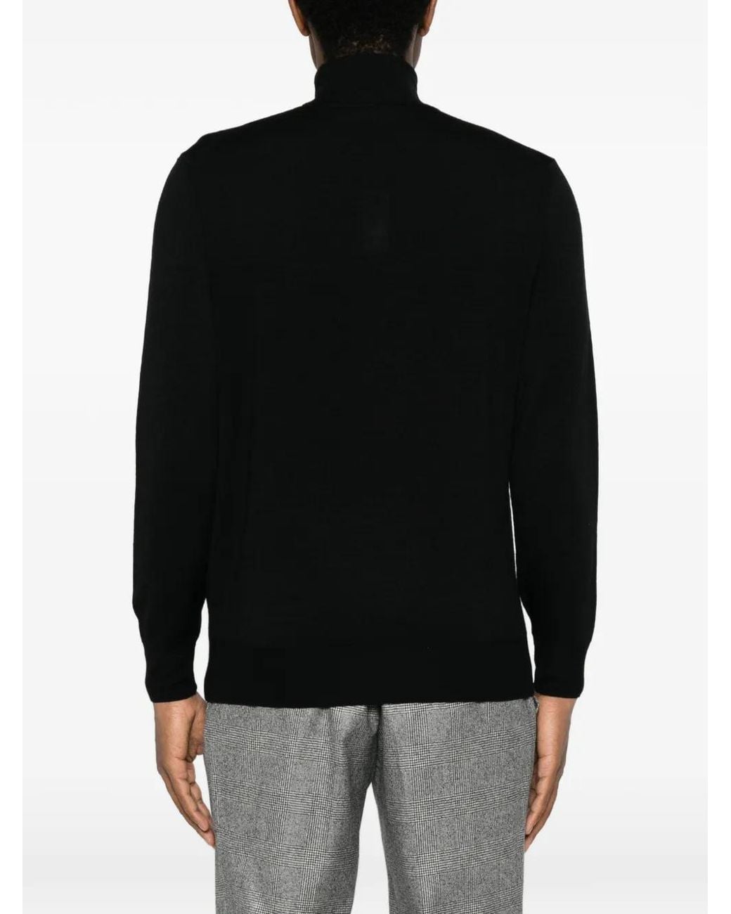 Canali Black Roll-Neck Wool Sweater for men