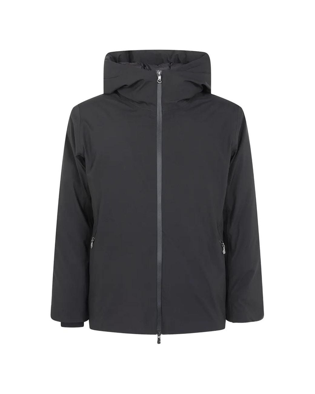 Rains Black Hooded Zip-Up Jacket