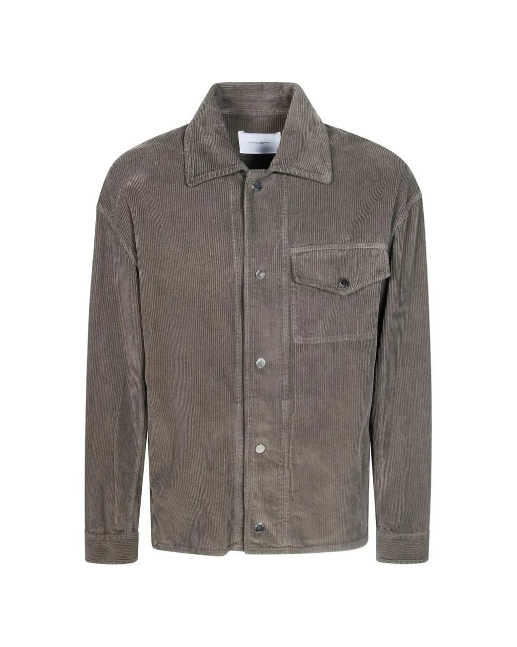 Paolo Pecora Gray Corduroy Chest-Pocket Jacket for men
