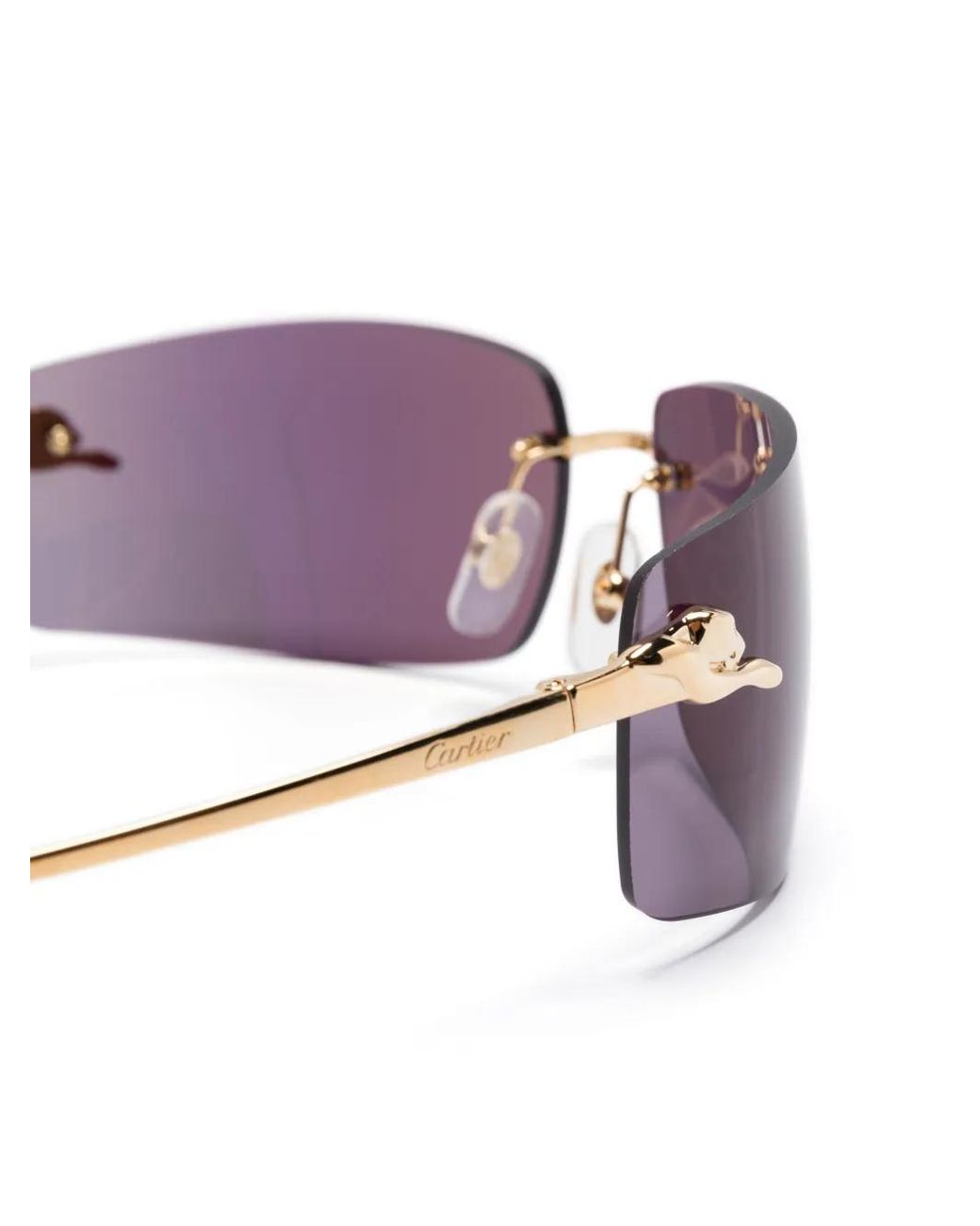 Cartier Purple Panthère De Cartier Rectangle-Frame Sunglasses