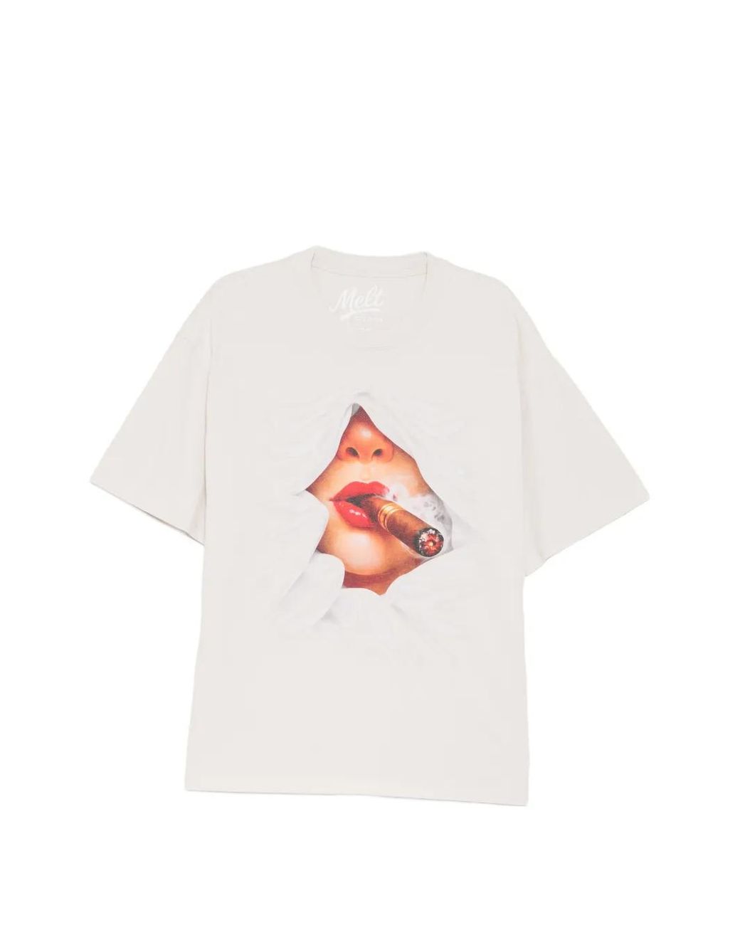 Melt White Cigarette-Print T-Shirt for men
