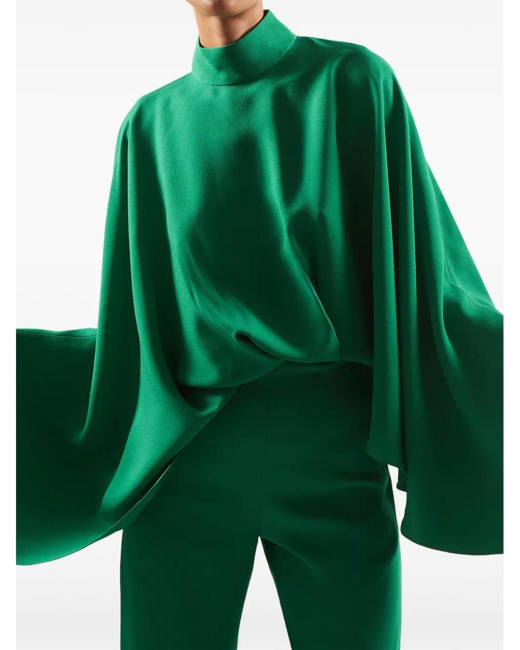 ‎Taller Marmo Green Eolia Cape-Sleeve Jumpsuit