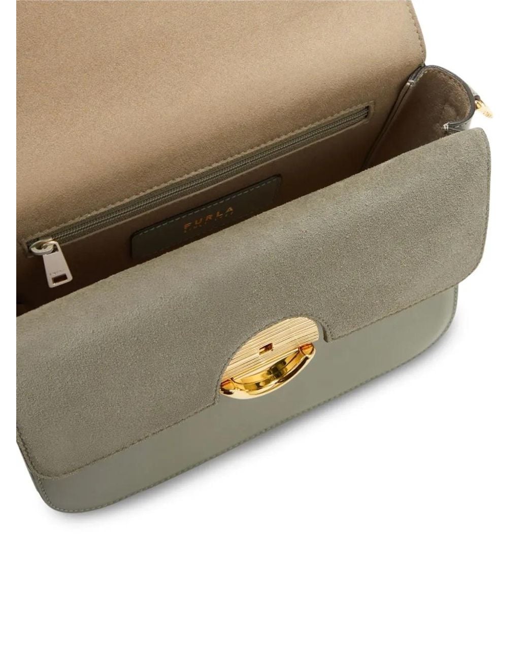 Furla Metallic Suede-Panelled Leather Tote Bag