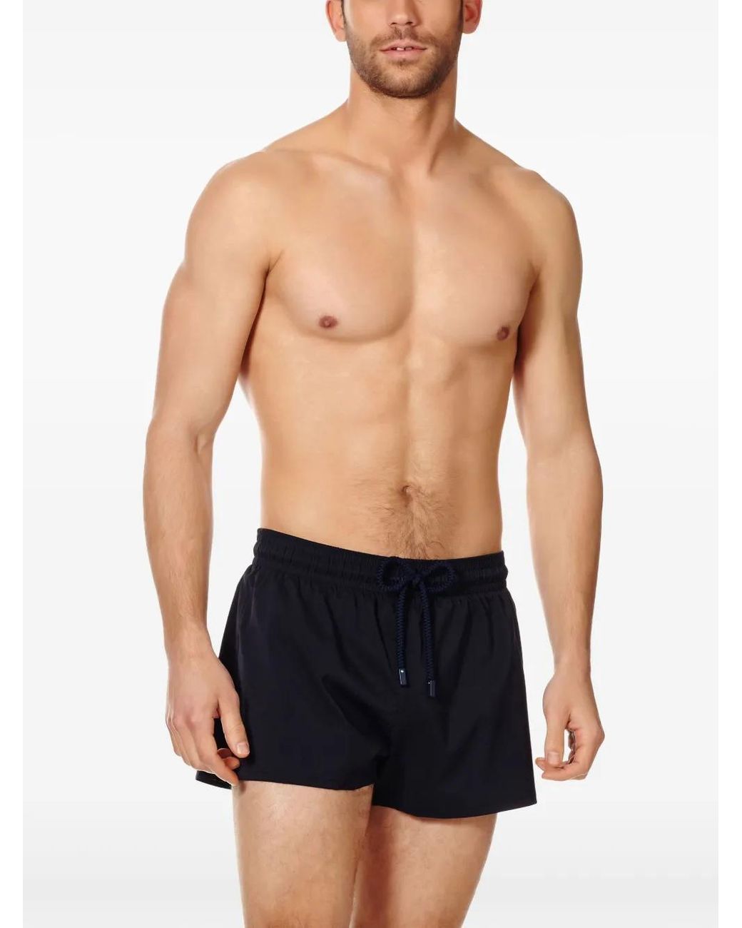 Vilebrequin Blue Logo-Patch Drawstring Swim Shorts for men
