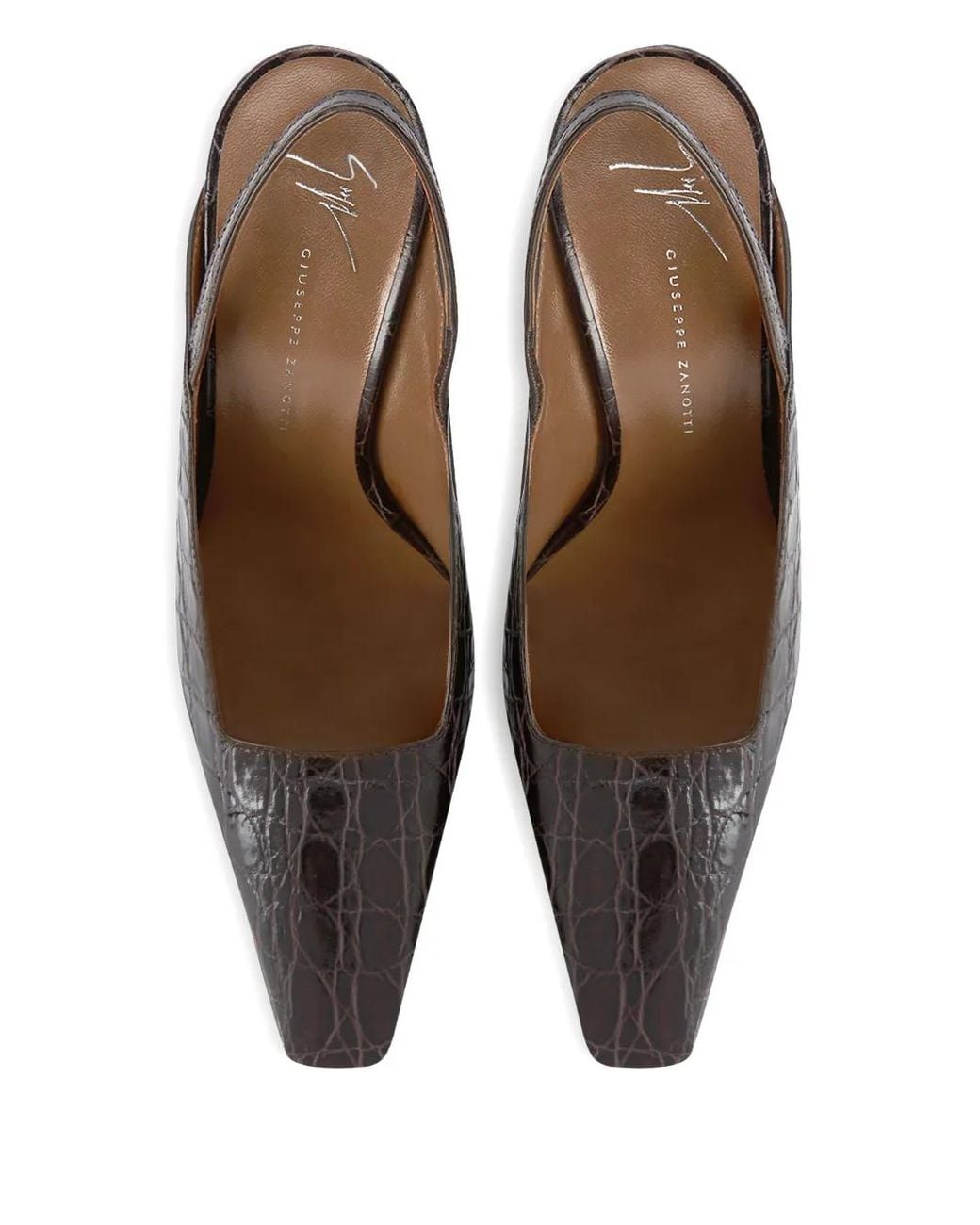 Giuseppe Zanotti Black 90Mm Brendha Crocodile-Effect Slingback Pumps