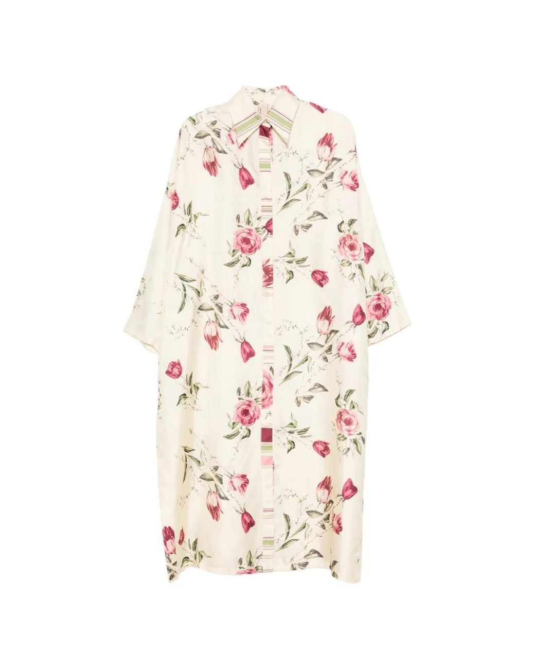 Antonio Marras White Floral-Print Shirt Midi Dress