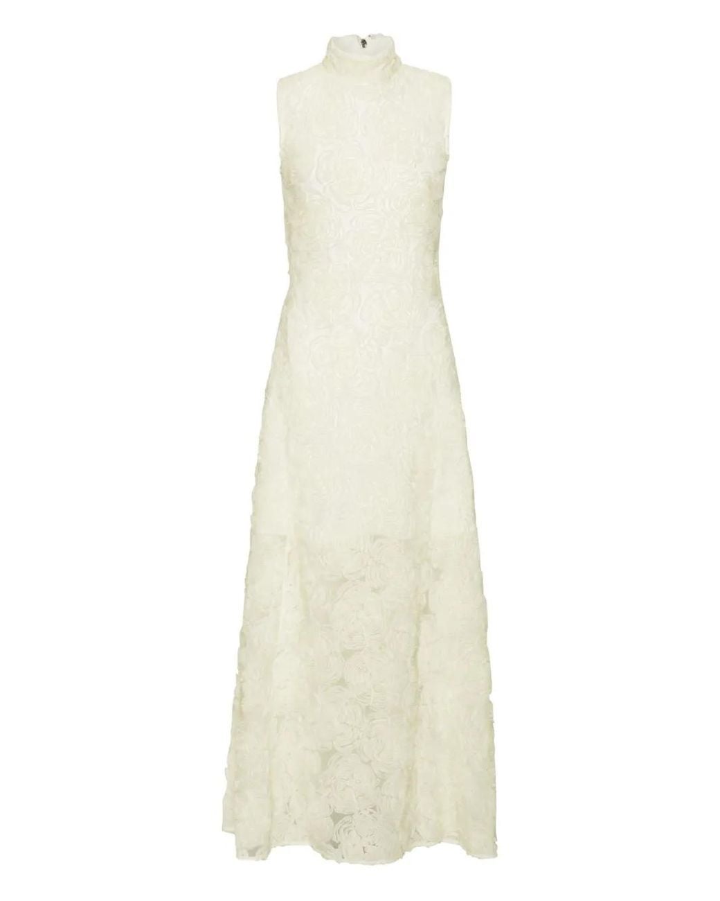 ROTATE BIRGER CHRISTENSEN White Flower Mesh Maxi Dress